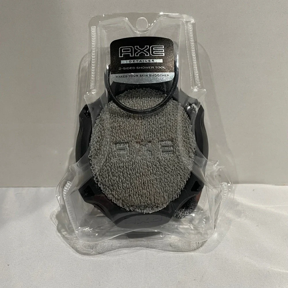 Axe Detailer 2-Sided Shower Tool Dual Sided Body Scrubber Loofah Black Grey NEW